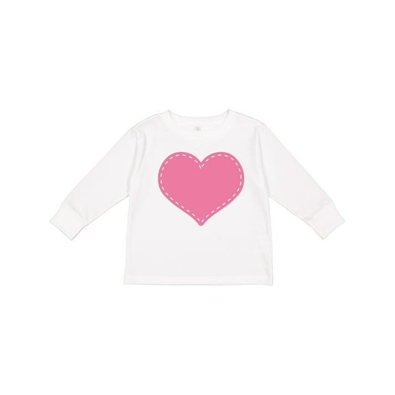 Inktastic Pink Heart (Stitch Border) Girls Long Sleeve Toddler T-Shirt