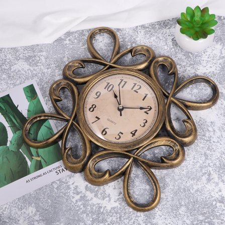 FRCOLOR  Non Ticking Silent Wall Clock Clocks for Living Room Decor Golden