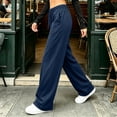 thumbnail image 4 of Ozmmyan Womens Fleece Wide Leg Sweatpants for Womens Drawstring Elastic Waist Baggy Lounge Pants with Pockets, 4 of 5