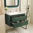 thumbnail image 3 of ENSHUI 30" Wall Mounted Bathroom Vanity with Resin Sink and 2 Drawers, Solid Wood Cabinet, Green, 3 of 12