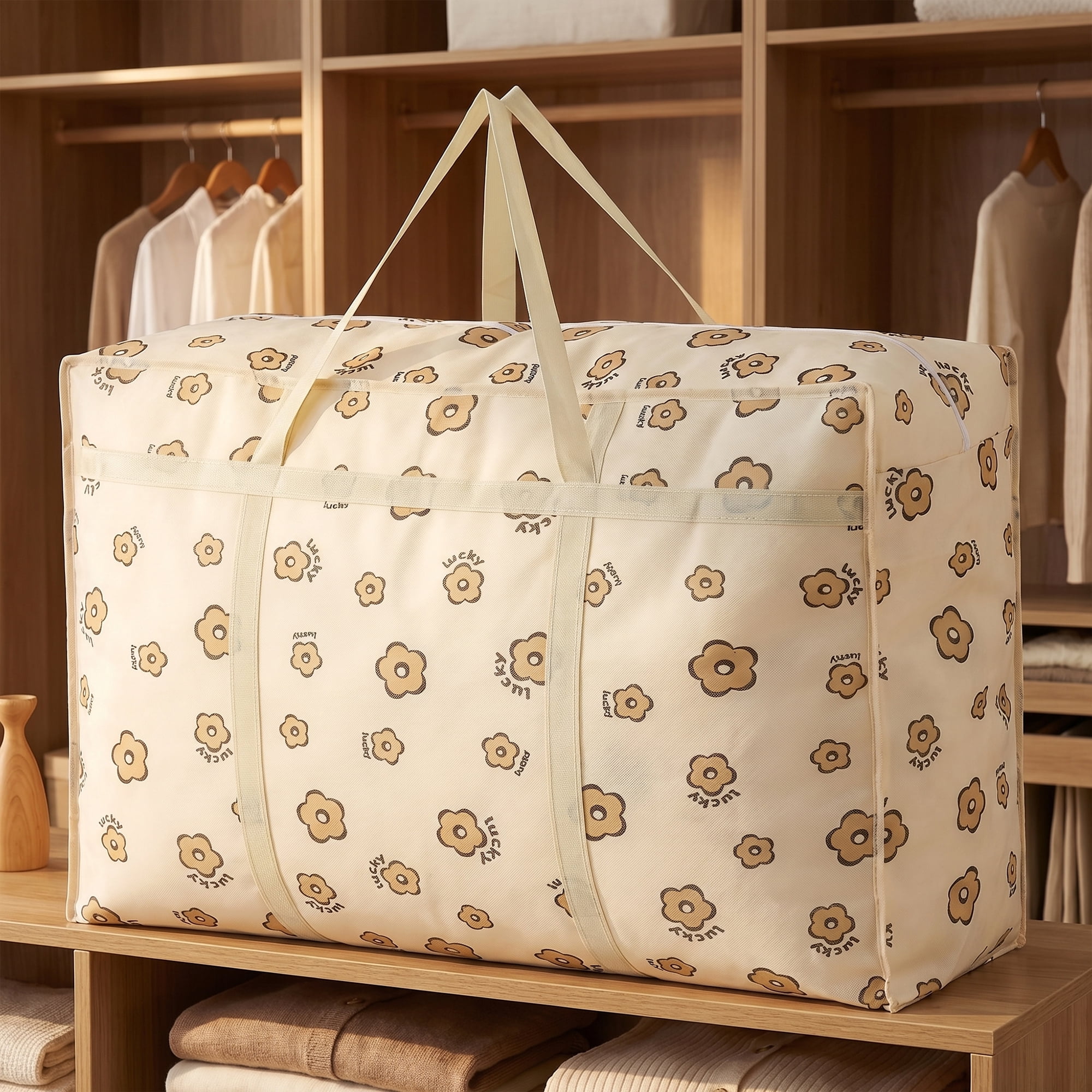 Unique Bargains Foldable Storage Bags for Organizing Clothing Flower 31.5"x19.7"x9.8"