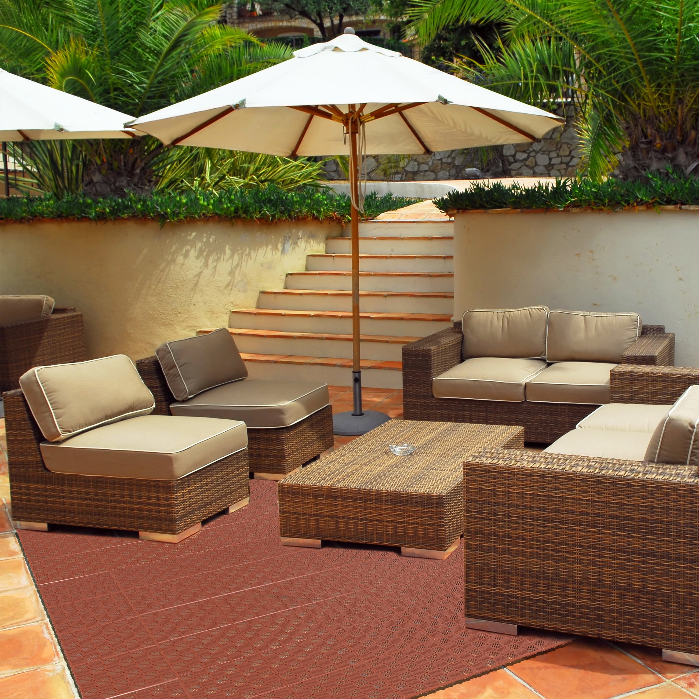 Interlocking Floor Tiles for Patio, Deck, Walkway, Garage, 30 Piece By Pure Garden