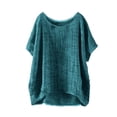 thumbnail image 5 of OSFVNOXV Boho Tops for Women Cotton Linen T-Shirts Casual Loose Fit Crewneck Solid Color Short Sleeve Gauze Shirts, 5 of 5