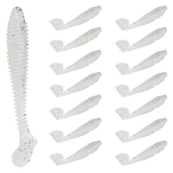 15Pcs Soft Fishing Lures Silicone Baits Kit Soft Paddle Tail Fishing Swimbaits Lures Simulation T Tail Fishing Bait Double Color with Spiral Pattern for Sea Fishing [B Type ]
