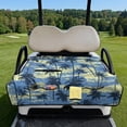 thumbnail image 3 of COEQINE 2-in-1 Golf Cart Seat Cover & Carry Bundle, Folds Like a Bag with Handle, Universal Fit for Two-Seaters, 4 Storage Pockets, Machine Washable Polyester, Blue Vintage Palm Tree, 3 of 8
