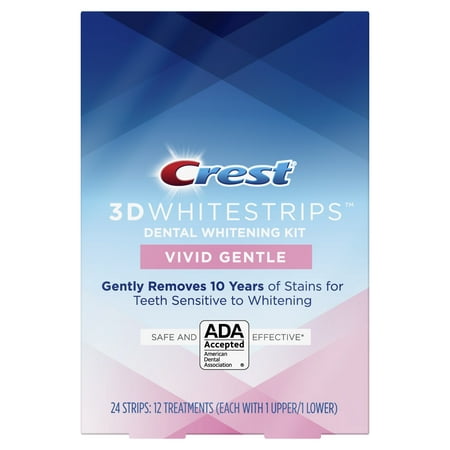 Crest 3D Whitestrips Vivid White Gentle Teeth Whitening Kit, 12 (Best White Teeth Treatment)