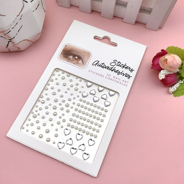 Pegatinas de maquillaje de ojos Pegatinas de diamantes para ojos Decoración facial Joyas de maquillaje de ojos de perla Pegatinas de diamantes de imitación para escenario infantil