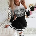 thumbnail image 2 of Lilgiuy Women Casual Round Neck Christmas Deer Snowflake Print Long Sleeve Mini Dress, 2 of 5
