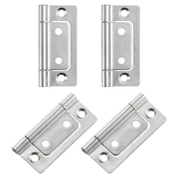 4Pcs 2x1 Pulgadas Bisagra de Puerta Sin Mortaja Sin Ruido, Tono Plateado