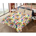 thumbnail image 4 of Ambesonne Emoji Pride Fitted & Top Sheet Set with Shams, Colorful Letters Proud, White Multicolor, 4 of 5