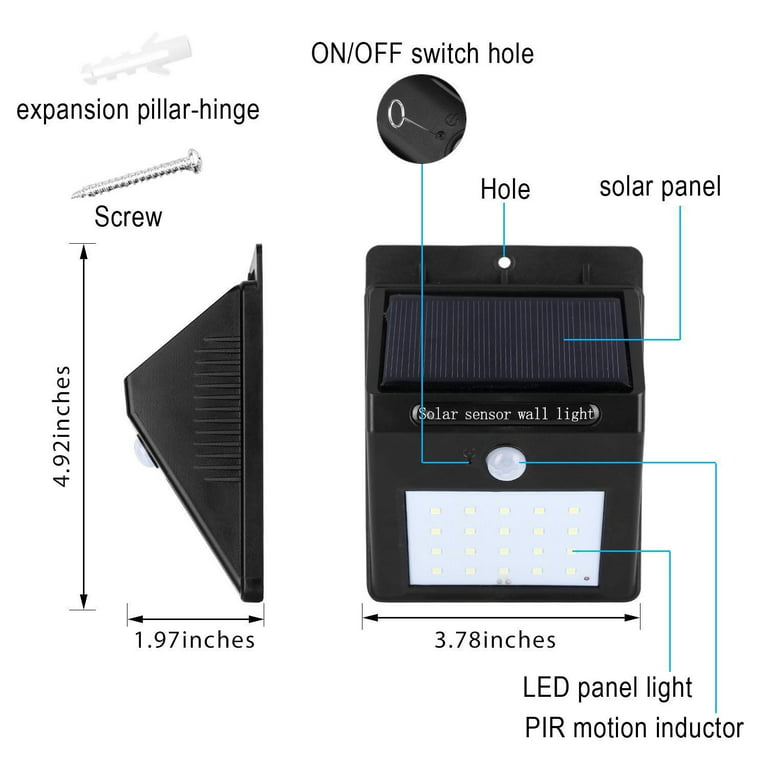 Exterior Motion Sensor Lights Solar for Portable Toilet, Dog House, Shed Light 10 LED ‎BICSL20-02