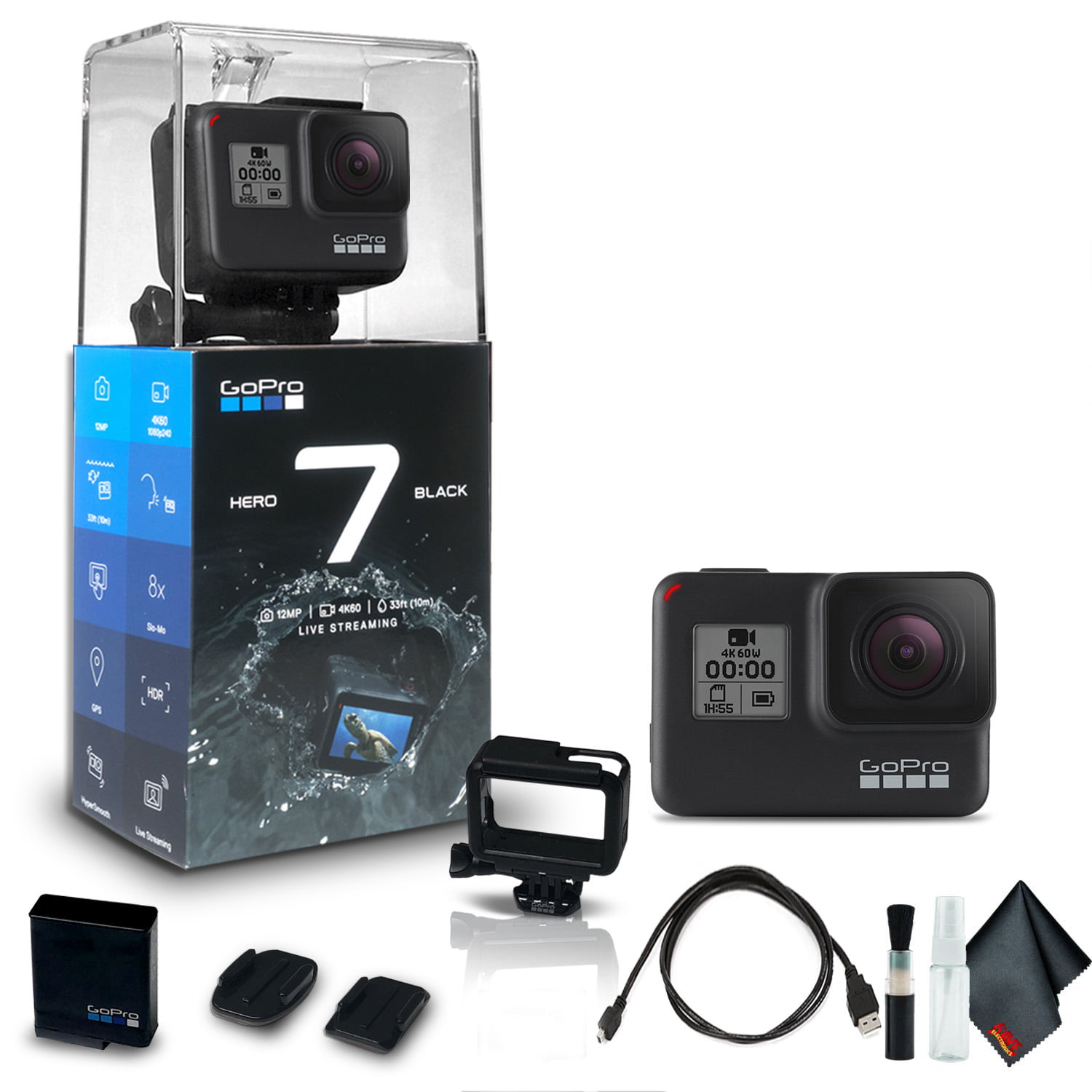 GoPro HERO7 Black - Waterproof Action Camera with Touch Screen, 4K HD  Video, 12MP Photos, Live Streaming and Stabilizati