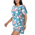 thumbnail image 2 of Wukai Panda Flying in the Sky Print Women's Pajama Set - Short-Sleeve Top and Shorts with Elastic Waistband and Pockets for Loungewear, Yoga, and Casual Wear-X-Large, 2 of 8