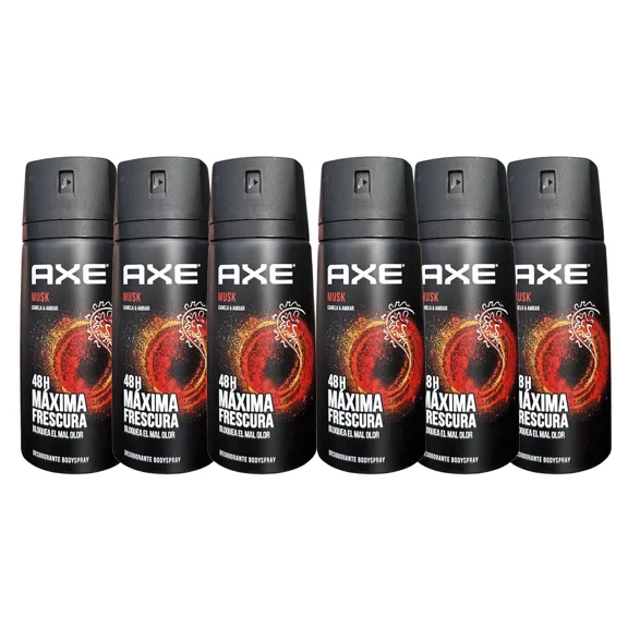 6 Pack AXE Musk 48-Hour Fresh Deodorant Body Spray Fragrance for Men 150ml/5 oz