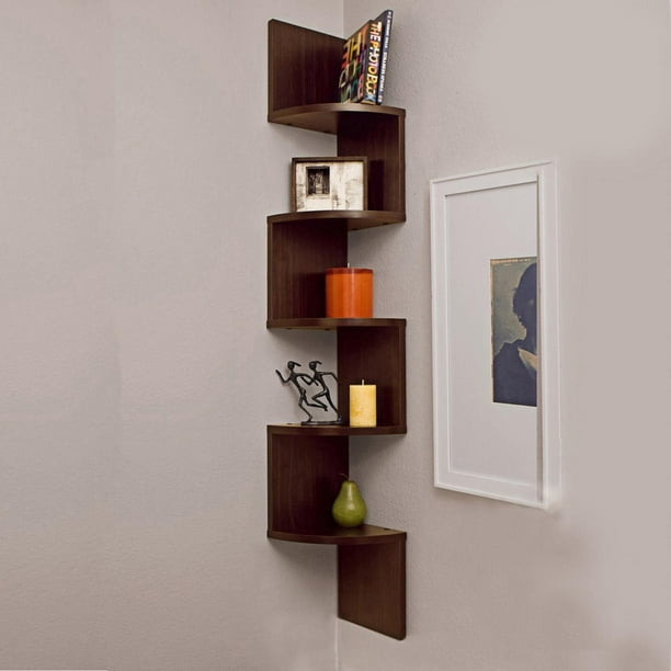 Ktaxon 5 Tier Corner Shelf Wall Mount Zig Zag Storage Rack Shelves