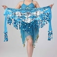 thumbnail image 4 of MOJOGO Women's Belly Dance Yoga Class Skirt Hip Scarf Wrap Skirt Music Festival Clothing with Sparkly Sequins Blue Free Size, 4 of 9