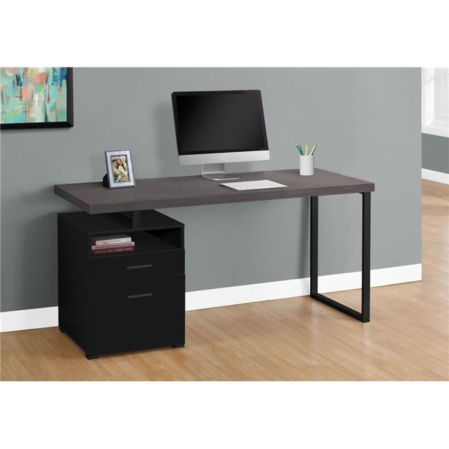HomeRoots 333534 30 in. Black Particle Board & Grey Metal Computer Desk