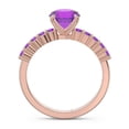 thumbnail image 4 of 2.25 Carat Round Cut Amethyst Gemstone New Wedding Ring for her Solid 18K Rose Gold Size 5.5 by Diamond-Capitals, 4 of 7