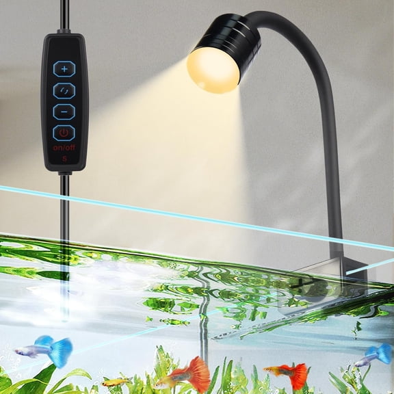 Boxtech 3W LED Aquarium Light with 3 Color Modes – Clip On Fish Tank Lamp for Plants, Terrariums & Coral (Yellow, Warm White, White)