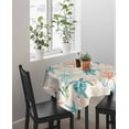 thumbnail image 4 of Teal Red Coastal Suqare Tablecloth - 60 x 60 Inch, Retro Beach Nautical Sea Turtle Coral Waterproof & StainResistant Tablecloth, Washable Oil-proof Table Cover for Dining/Party/Wedding/Camping/Buffet, 4 of 9