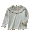 thumbnail image 4 of Mnyotv Cute Bow Ruffle Tops for Girls Fall Clothes Long Sleeve Thermal Undershirts Top Size 18-24 Months, 4 of 5