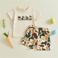 thumbnail image 5 of Kaprioy Baby Boy Easter Outfits Toddler Boys Summer Clothes Boys Cotton Outfit Cute Bunny & Carrot Print Short Sleeve T-Shirt with Elastic Waist Shorts Set, 5 of 5