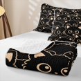 thumbnail image 4 of Manfei Simple Kitten Bed Spread Queen, Beige Line Cat Queen Coverlet Set, Black Orange, 3pcs, 1 Quilt and 2 Pillowcases, 4 of 7