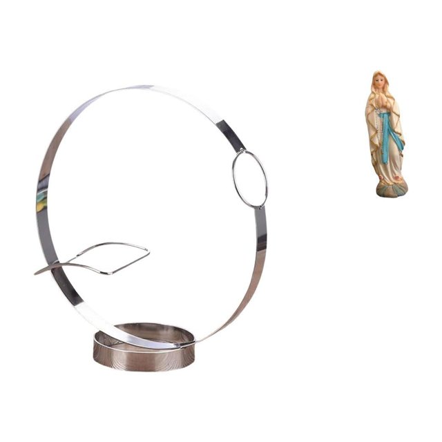 Elegante Organizador De Botellas De Metal Con Estatua De La Virgen María Y Escultura Del Beato Lutero Para Exhibición Artística De Botellas Y Decoración De Oficina.