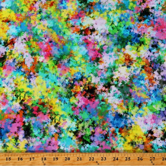 Cotton Hoffman Challenge 2022 Coordinating Print Into the Meadow Wildflowers Impressionistic Florals Petals Splashes Multi-Color Digital Cotton Fabric Print by the Yard (T4928-132-Opal)