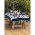 thumbnail image 2 of Outdoor Tablecloth with Umbrella Hole & Zipper, Navy Blue Spring Floral Rectangle Tablecloth 60x102 Inch, Vintage Elegant Summer Botanical Patio Table Cover Waterproof Table Cloth for Picnic/Party, 2 of 7