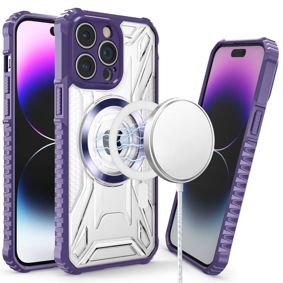MagSafe Compatible Fusion Evo Transparent Case for iPhone 14 Pro Max - Purple