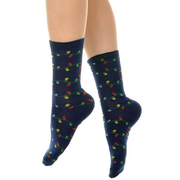 Angelina Novelty Holiday Lights Crew or Knee-High Socks (3-Pairs)