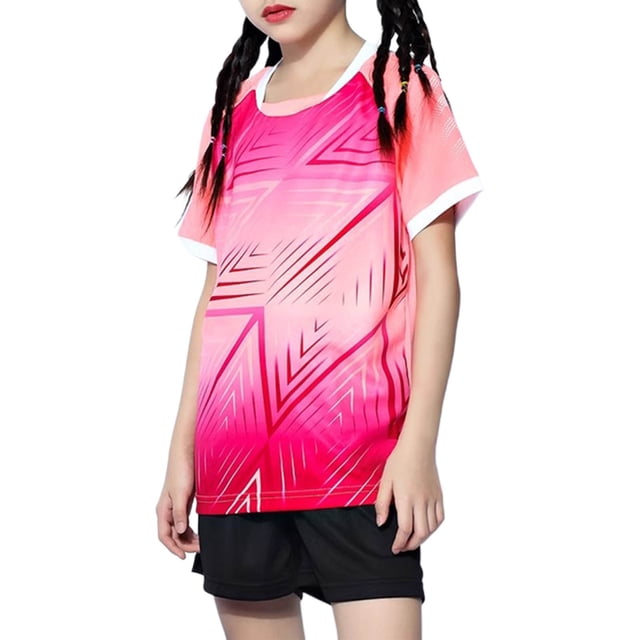 Odeerbi Niños Niñas Rápido Seco Juego de Entrenamiento de Fútbol Pantalones Cortos de Camiseta Con Impresión Geométrica de Gradiente Ropa Deportiva Atlética Para 4-17 Años