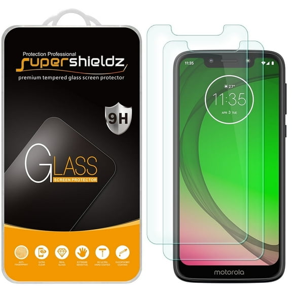 [2-Pack] Supershieldz for Motorola Moto G7 Optimo Tempered Glass Screen Protector, Anti-Scratch, Anti-Fingerprint, Bubble Free