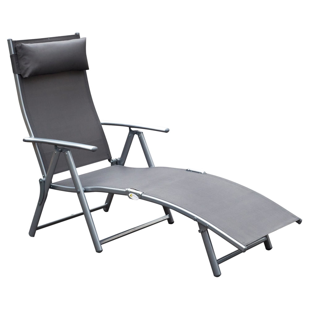 Outsunny Steel Fabric Outdoor Folding Chaise Lounge Chair Recliner with