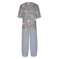 thumbnail image 5 of Teissuly Women's Casual Round Neck 5/4 Sleeve Top And Pants Digital Printing Two-piece Set, 5 of 5