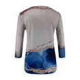 thumbnail image 5 of CHOK Chemises à Manches 3/4 pour Femmes, Col Rond Décontracté, Imprimé, Chandail d'Été Tendance, Blouses Douces et Confortables, Jaune P, 5 of 5