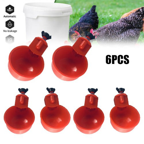Red Poultry Water Drinker Tools Drinking Cups Feeder Chicken Hen Plastic Set Kit 