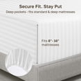 thumbnail image 4 of California Design Den Queen Fitted Sheet Only - Striped 500 Thread Count 100% Cotton, Sateen, Soft Deep Pocket Bottom Sheet, Bright White, 4 of 7