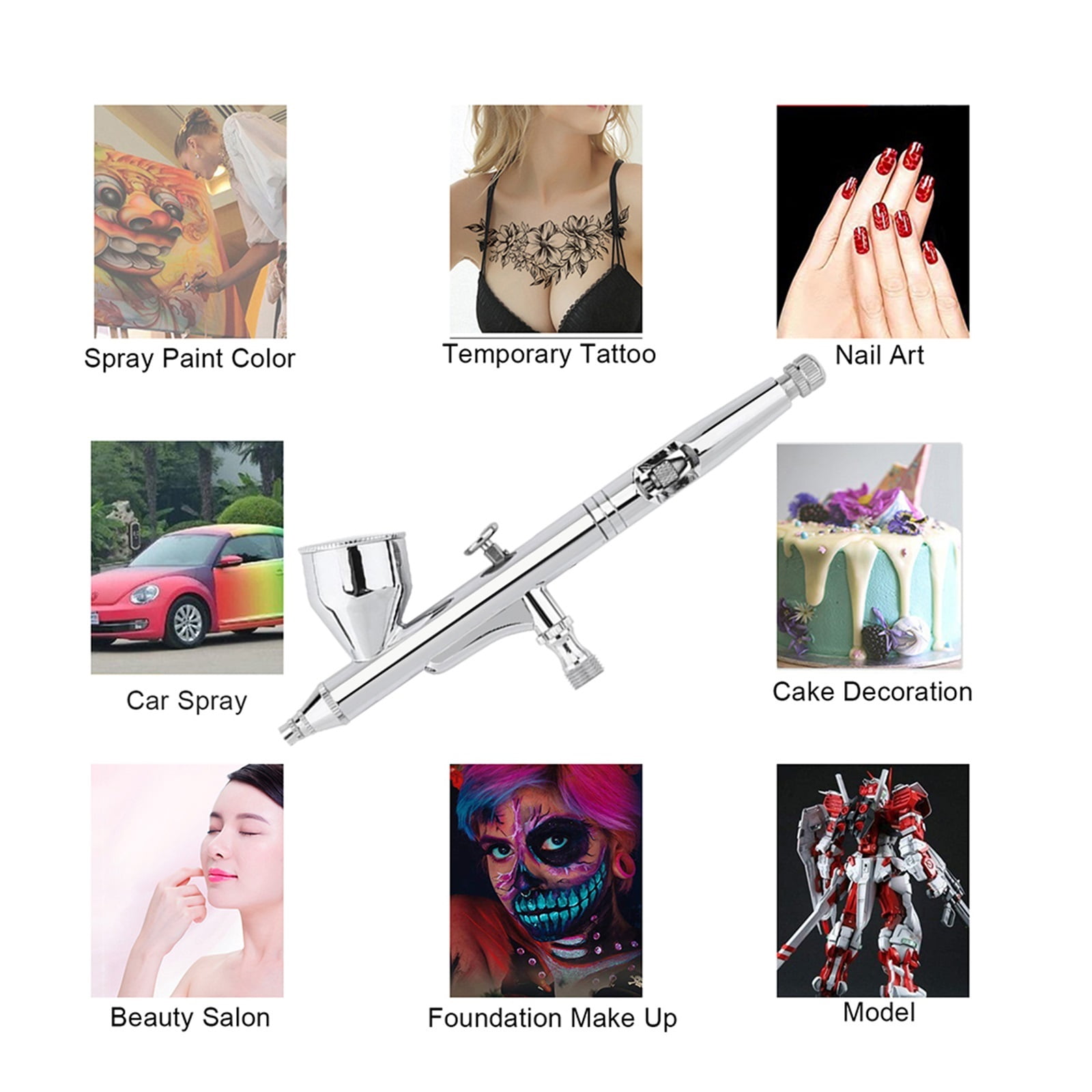 Dual Action Airbrush Pen Kit Gun Makeup 0.3MM Nozzle Air Valve Brush G 1/8 Nail Art Design With Accessories ,Easy to Operate