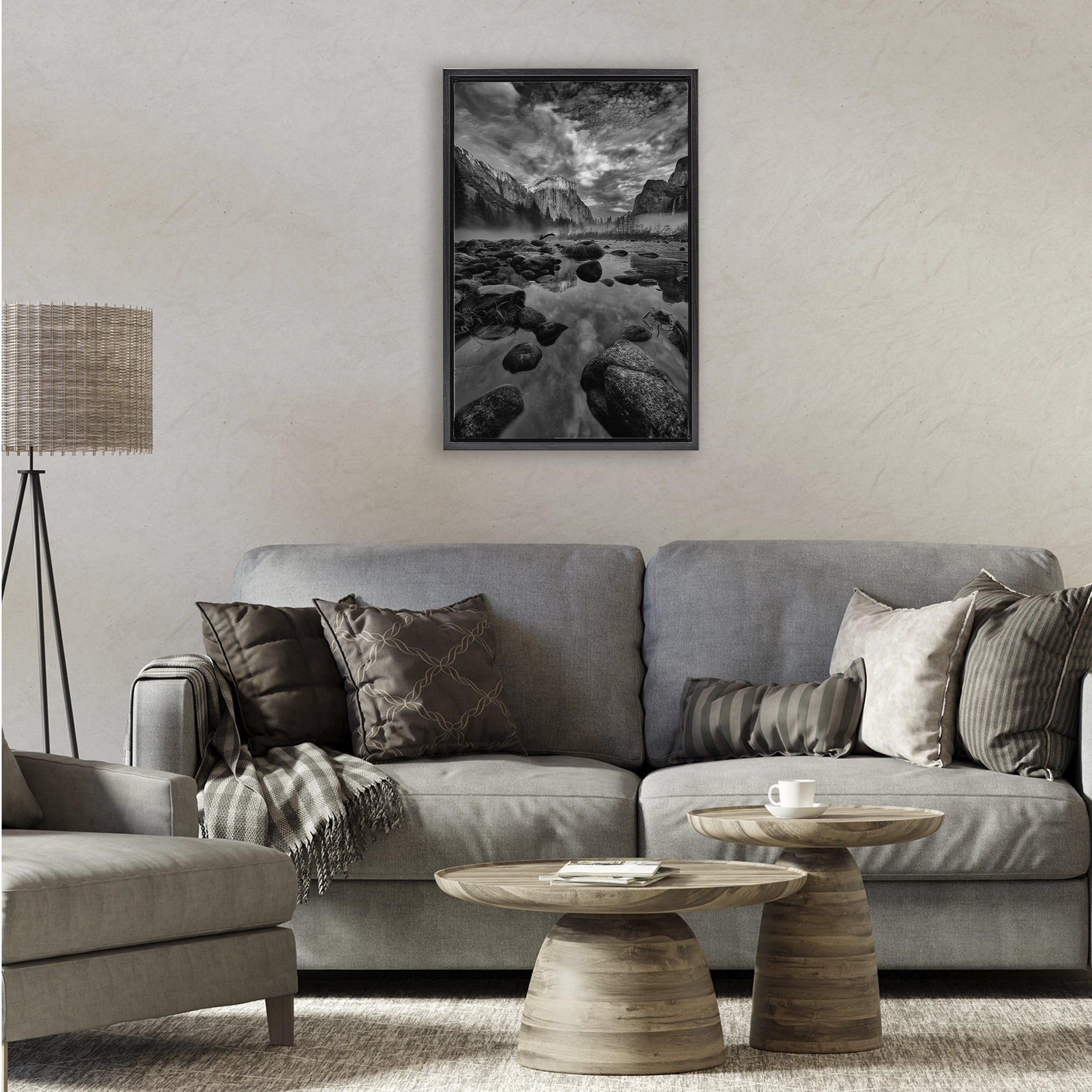 Stupell Industries Morning in Yosemite Valley Black Framed Floater Canvas Wall Art, design by Jon Evan