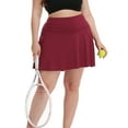 thumbnail image 6 of HDE Women's Plus Size Tennis Skort Pleated Skirt with Shorts Burgundy 1X, 6 of 6