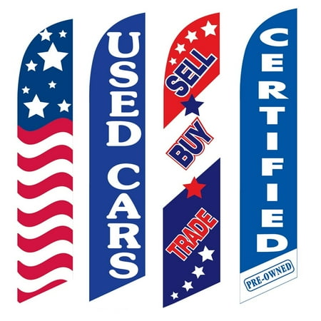 4 Advertising Swooper Flags USA Used Cars Sell Buy Trade Certified Pre Owned