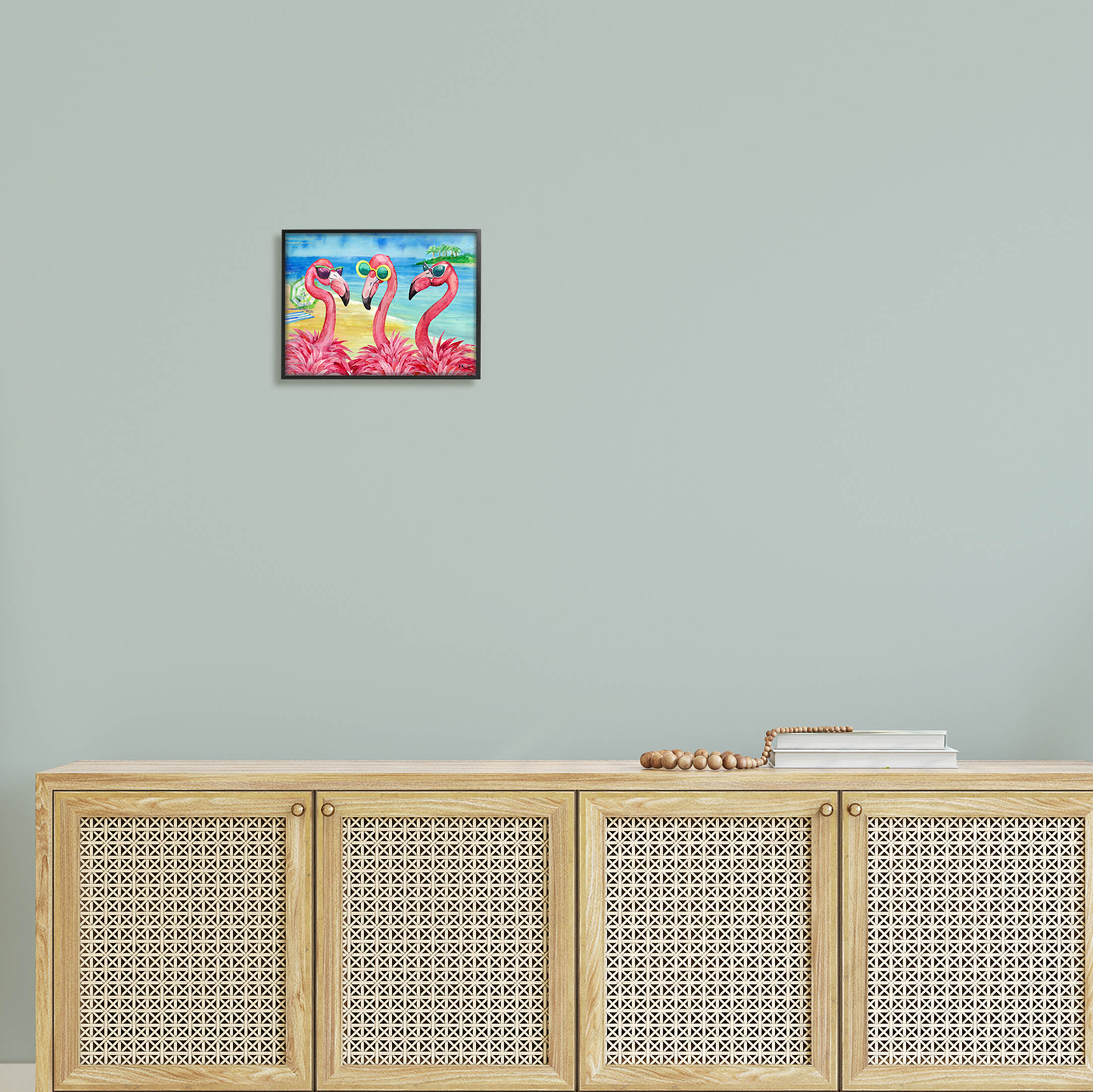 Stupell Industries Flamingo Girlfriends Tropical Coast Graphic Art Black Framed Art Print Wall Art, Design by Paul Brent