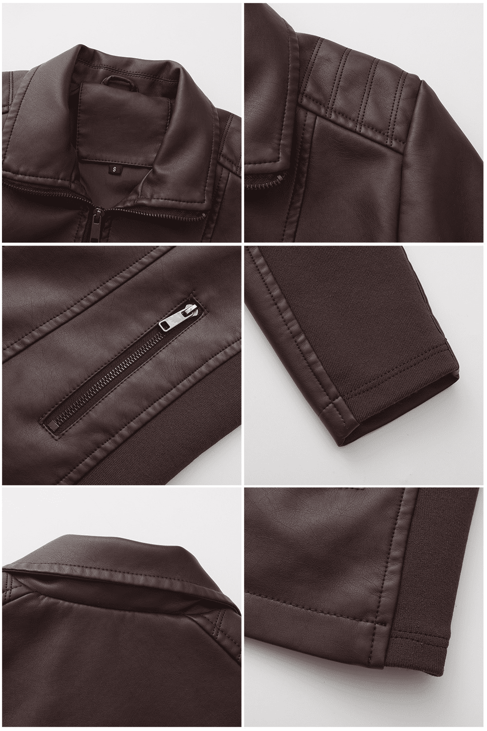 Panan Women's Faux Leather Jacket with Collar Long - Sleeve, Full - Zip Front & Side Zipper Pocket