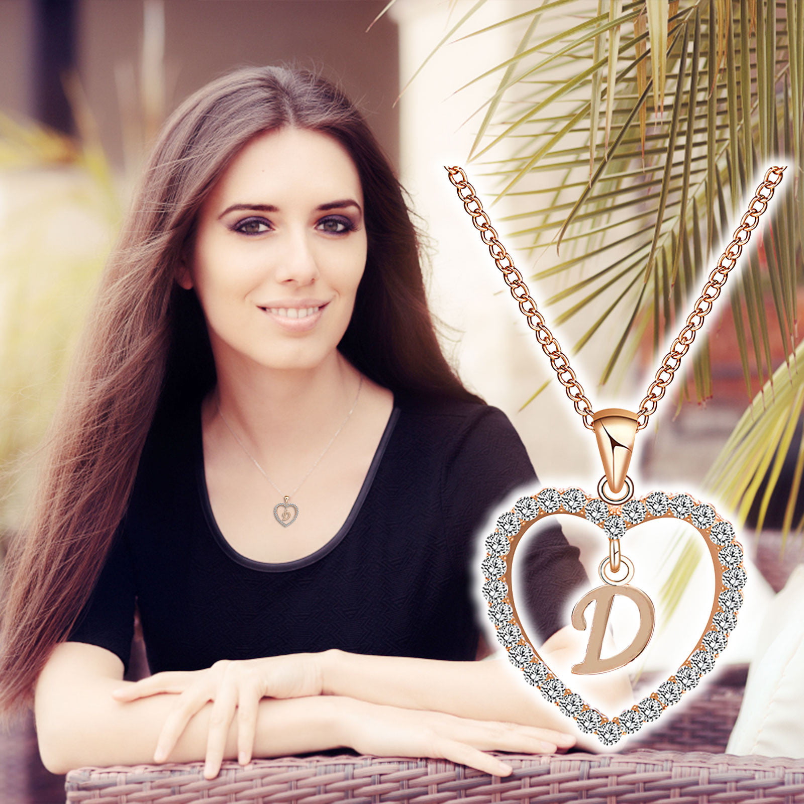 Silver/Gold/Rose Gold（with Gift Box） Custom Couple/Lover Name Engravable Jewelry ChicSilver Personalized 925 Sterling Silver Heart/Star/Dot/Moon Pendant Necklace