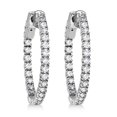 thumbnail image 3 of Prong-Set Diamond Hoop Earrings in 14k White Gold (1.00ct), 3 of 3