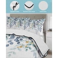 thumbnail image 4 of Quilts Twin Size Bedding Set, Green Blue Eucalyptus Leaves Lightweight Quilted Comforter, Summer Botanical Weeping Soft Reversible Bedspread Coverlet with Pillow Covers for All Season, 68" x 86", 4 of 7