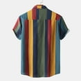 thumbnail image 4 of Hvyesh Mens Cotton Linen Shirts Classic Retro Stripes Graphic Tees Short Sleeve Summer Shirt Button Down Lapel Dressy Casual Shirt Blouse Sales Today Clearance, 4 of 9
