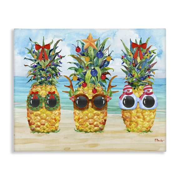 Stupell Industries Eclectic Christmas Cool Pineapples Canvas Art, 20 x 16, by Paul Brent